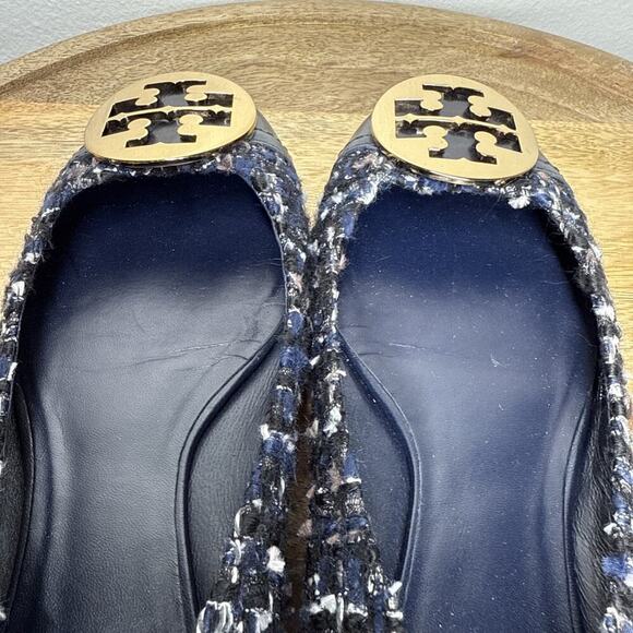 TORY BURCH Serena Reva Rare Navy White Boucle Tweed Ballet Flat Sz 8.5 $225‎ - Picture 13 of 13